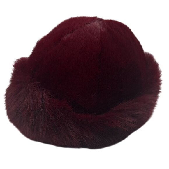2/$30 Faux Fur Mink Wine Red OS Hat Brimless Plush Fluffy Skiing Warm - Picture 3 of 11